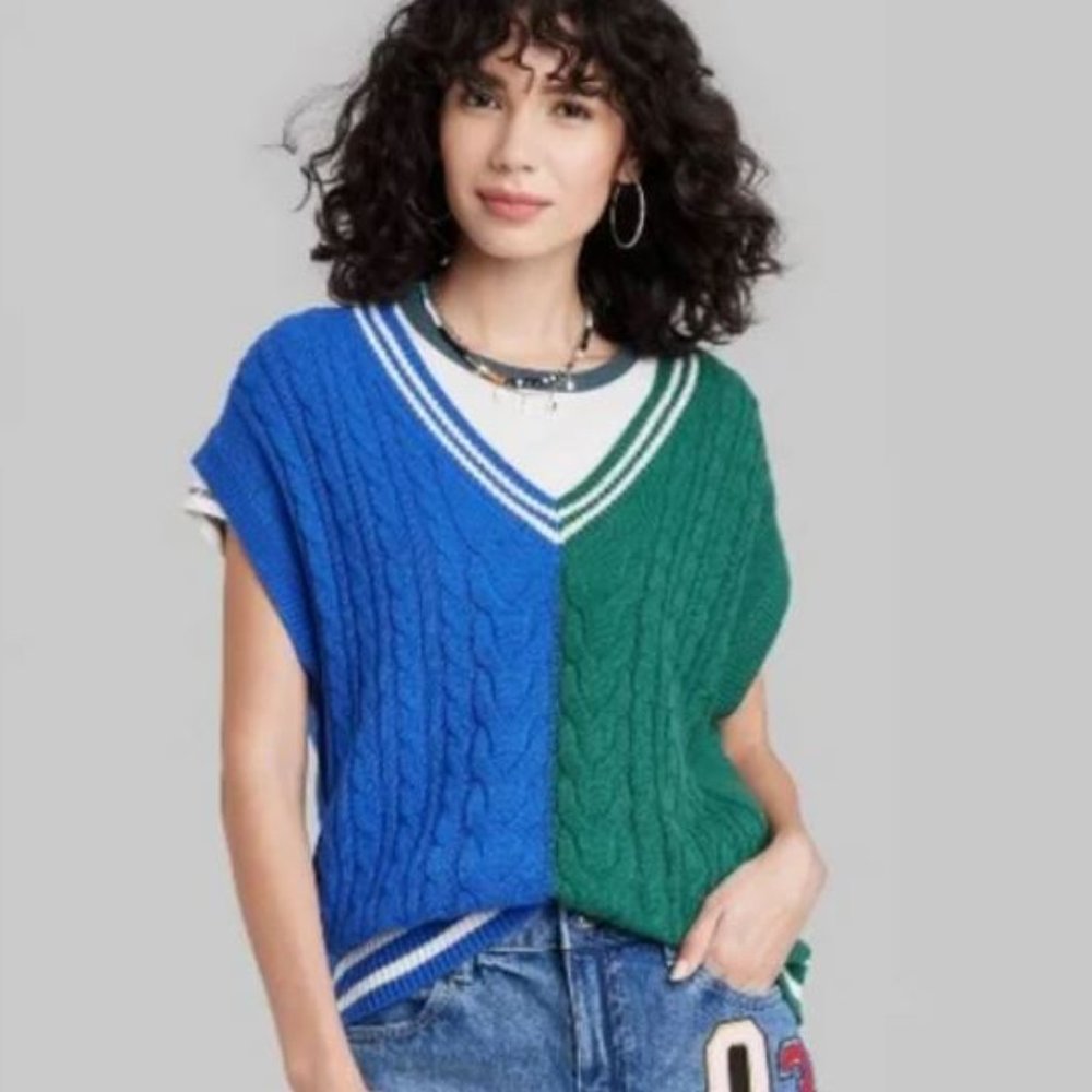 Wild Fable | Oversized Color-Block Sweater Vest, Size Small
